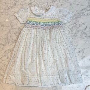 Elfie London Adorable White Kids Dress with Colorful Embroidery